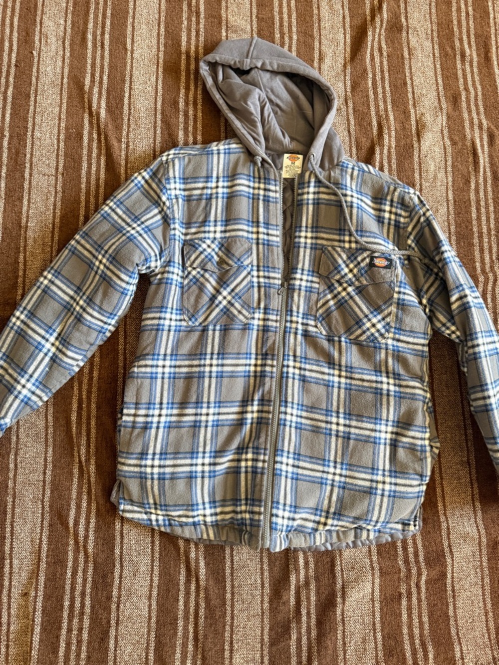 Dickies Gray, Blue & Cream Plaid Hooded Jacket